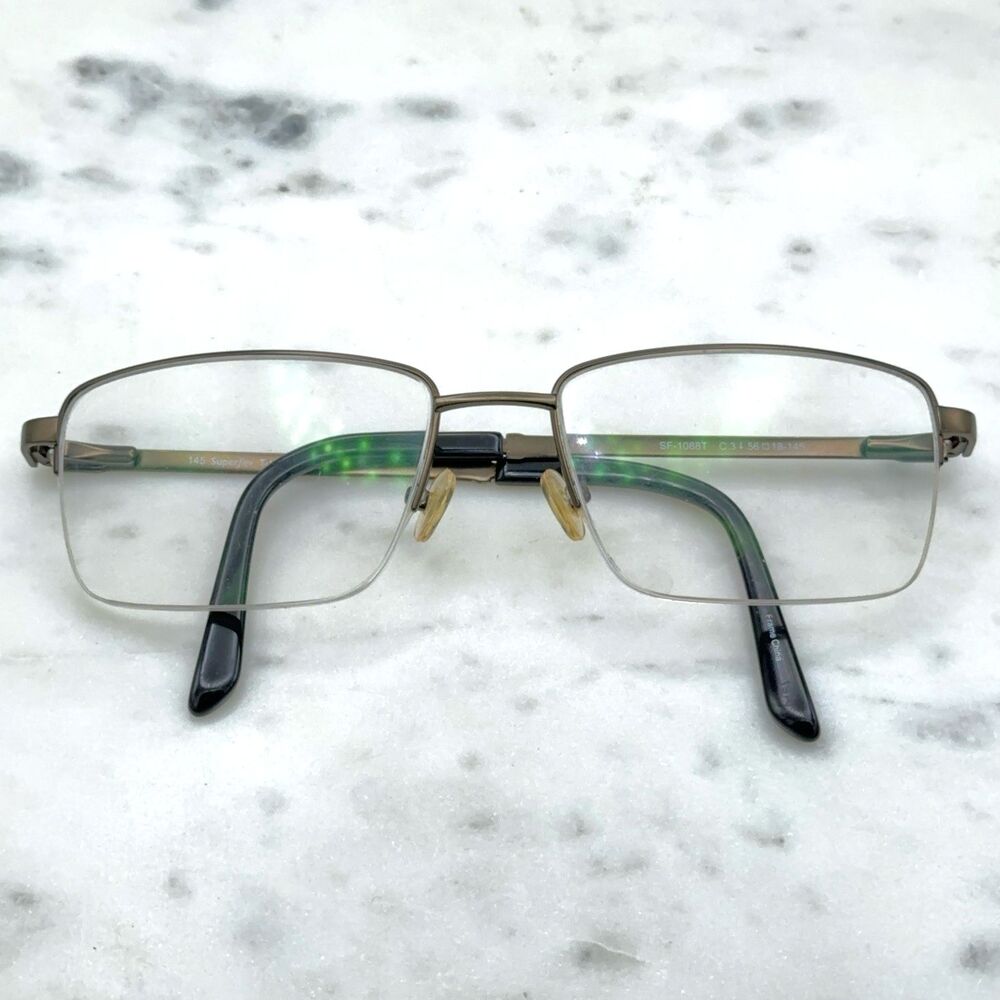 Superflex SF 1088T C.3 Khaki Titanium Half Rim Eyeglasses Frames Only 53-18-145